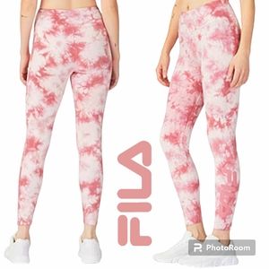 FILA NWT Resilience Tight Womens Mid Rise 7/8 Ankle Leggings Tie Dye Mauve Small